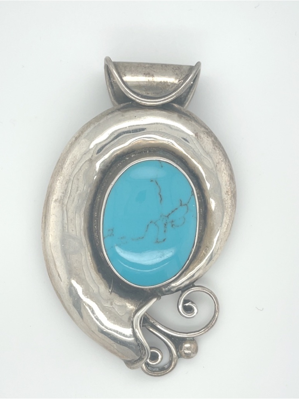 Sterling Navajo inspired turquoise slide pendant